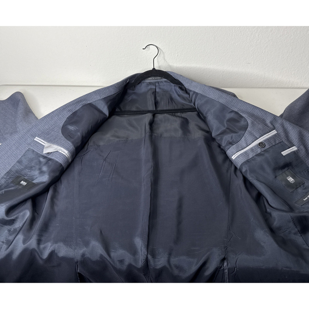Hugo Boss Wool 42R Lanificio Tesse Super 100 Gray Plaid Blazer Sport Coat Suit - Picture 7 of 14